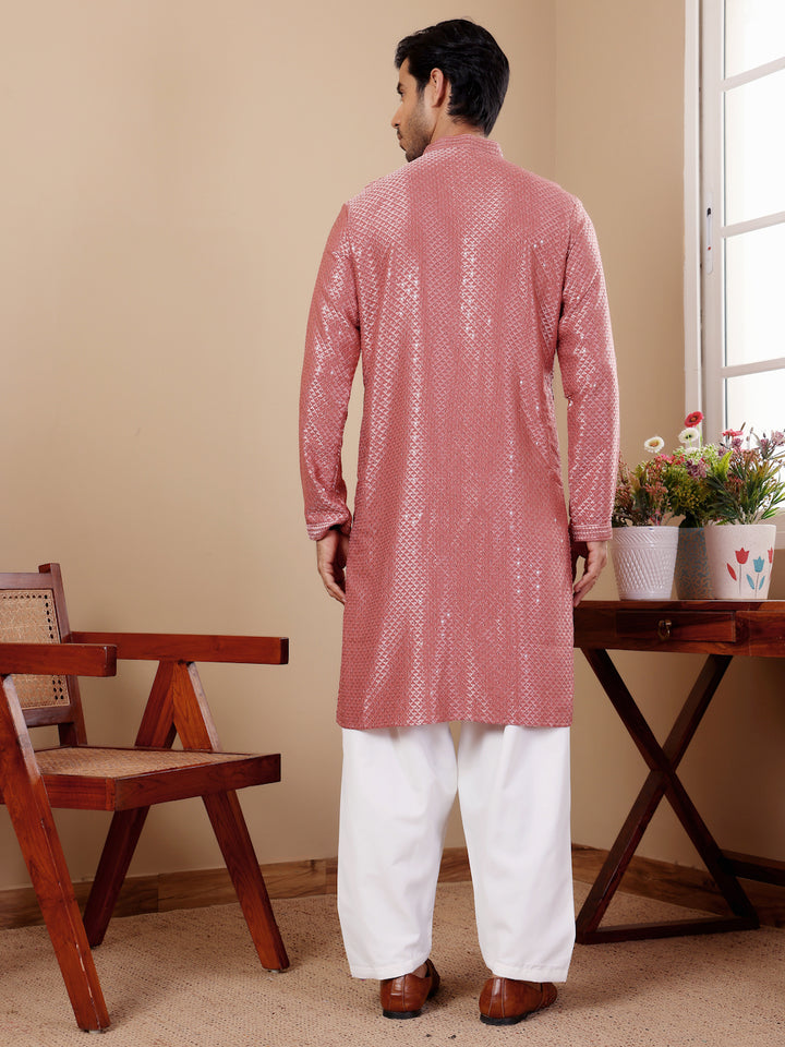 Designer Kurta Pajama | Viscose Fabric with Art Silk Bottom and Chikankari Embroidery