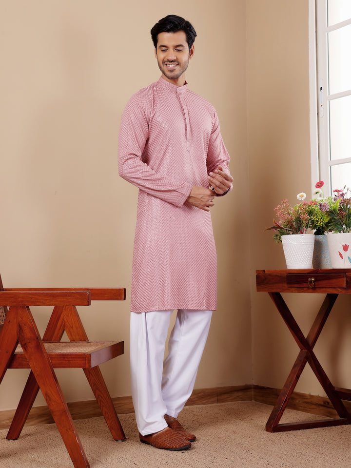 Stylish Designer Kurta Set | Chikankari Embroidery with Art Silk Pajama