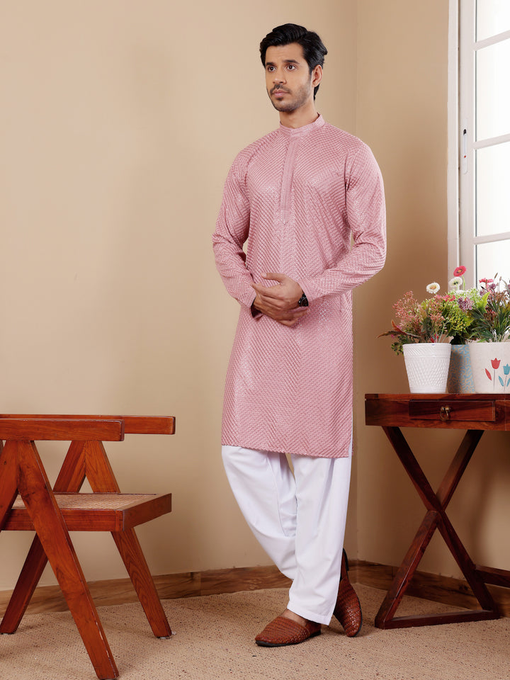 Stylish Designer Kurta Set | Chikankari Embroidery with Art Silk Pajama