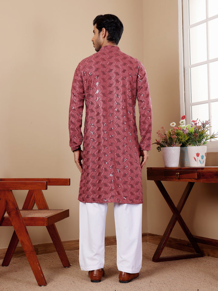 Embroidered Kurta Set | Stylish Chikankari Work with Luxurious Art Silk Bottom