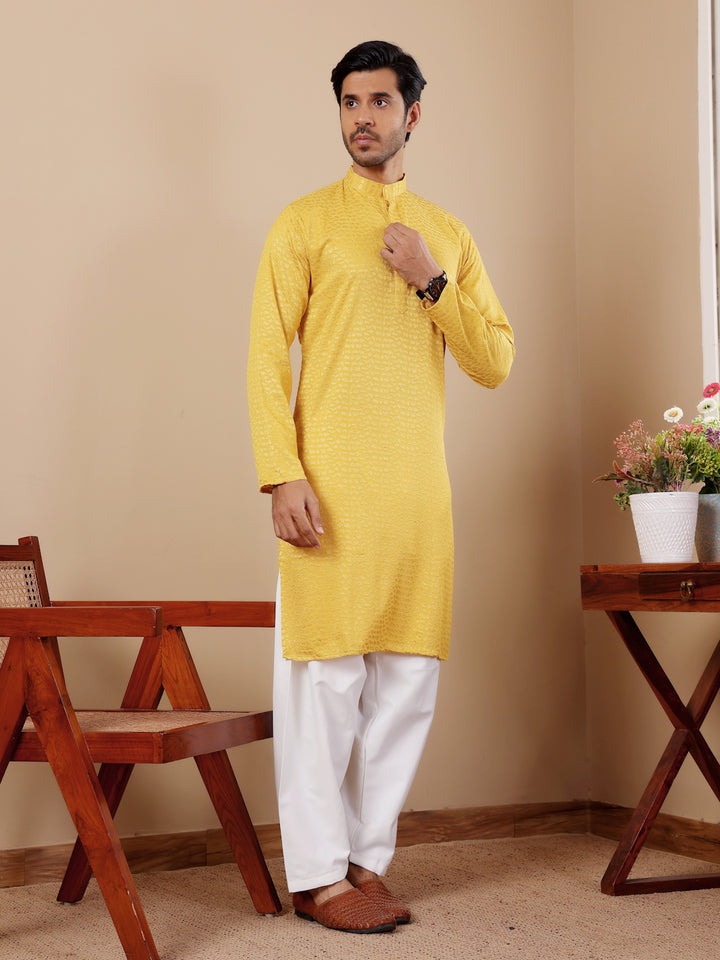 Designer Kurta Pajama | Chikankari Embroidery with Art Silk Bottom