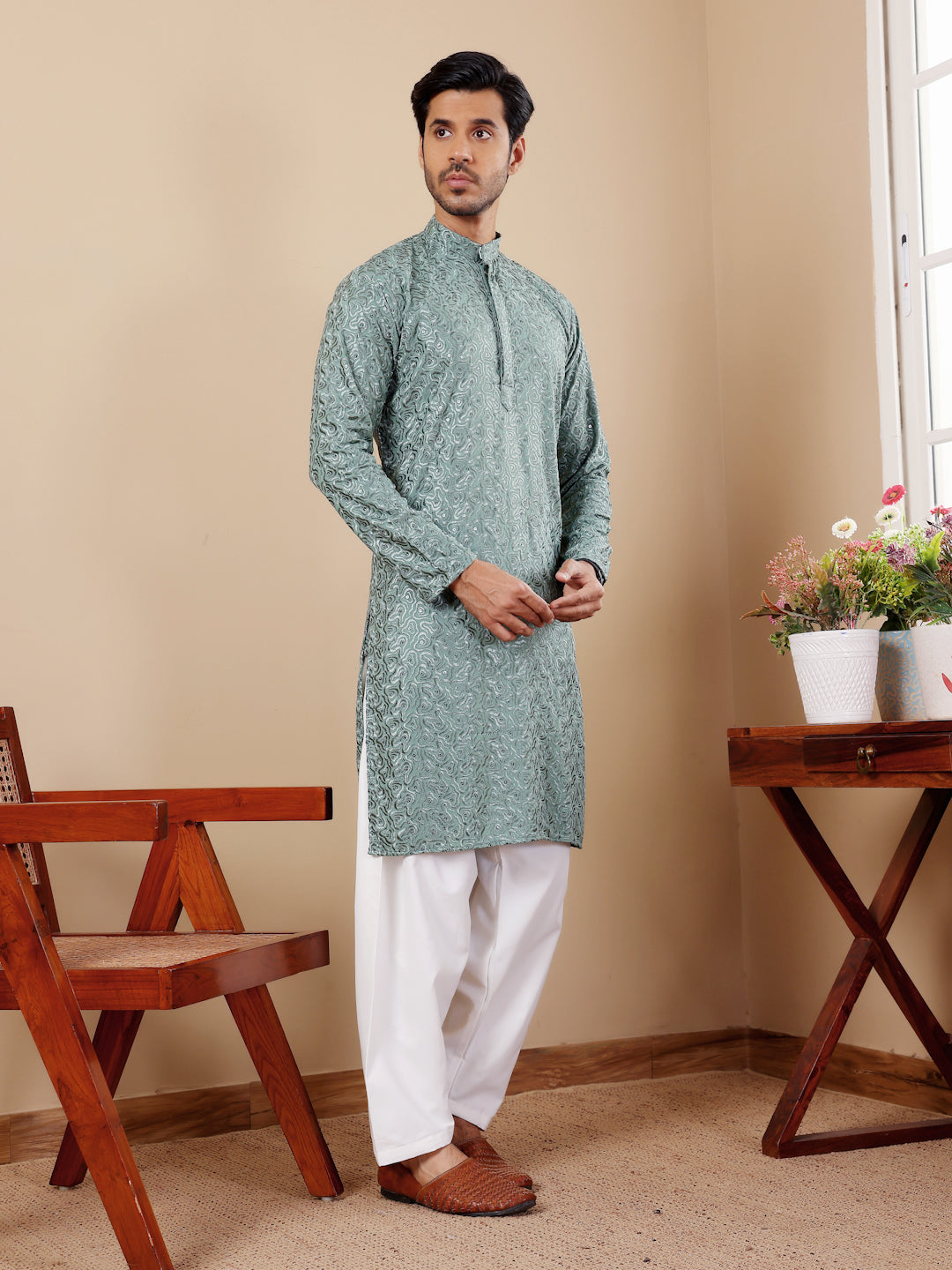 Traditional Kurta Pajama | Viscose and Art Silk with Designer Embroidery