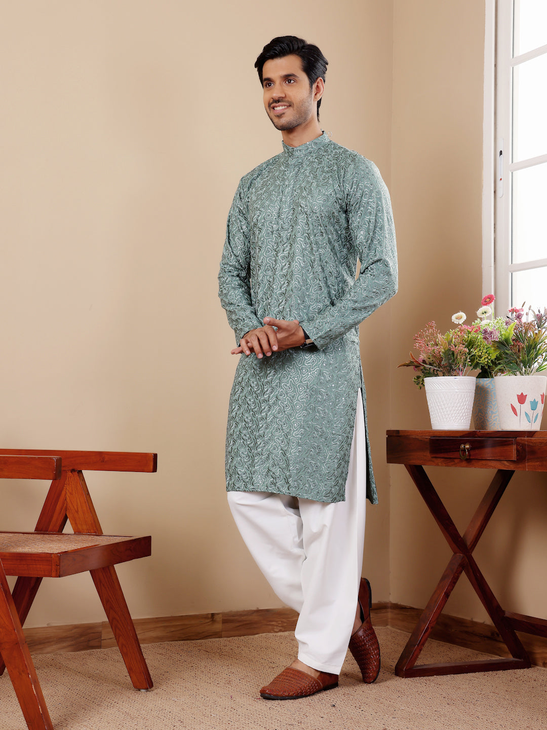 Traditional Kurta Pajama | Viscose and Art Silk with Designer Embroidery