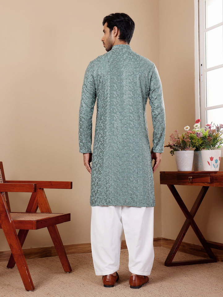 Traditional Kurta Pajama | Viscose and Art Silk with Designer Embroidery