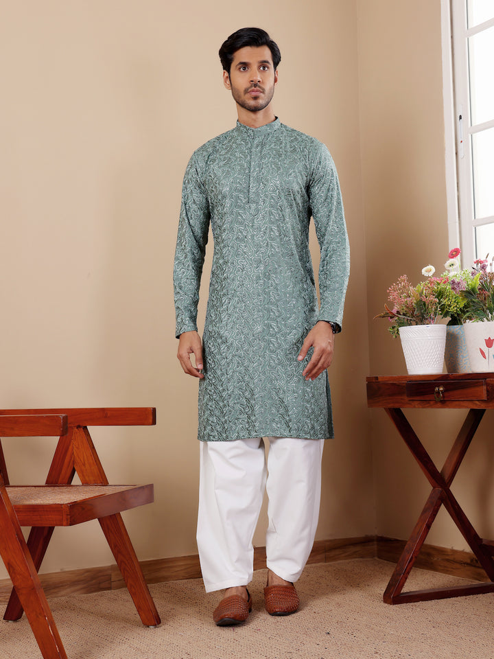 Traditional Kurta Pajama | Viscose and Art Silk with Designer Embroidery