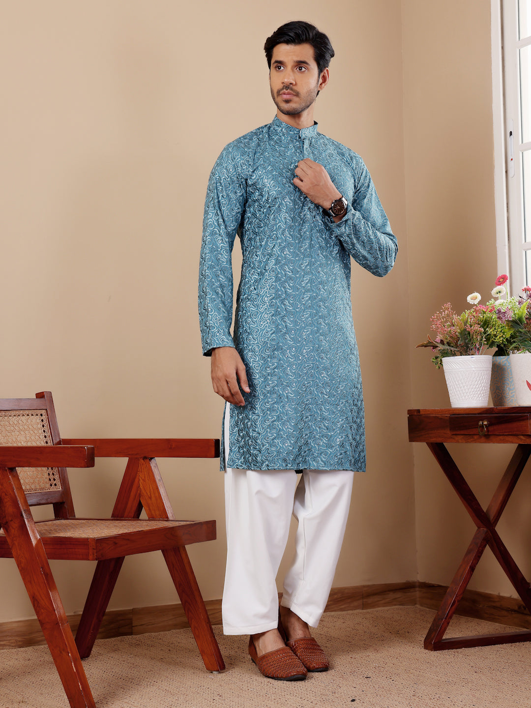 Traditional Kurta Pajama | Viscose and Art Silk with Designer Embroidery