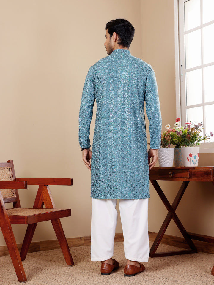 Traditional Kurta Pajama | Viscose and Art Silk with Designer Embroidery