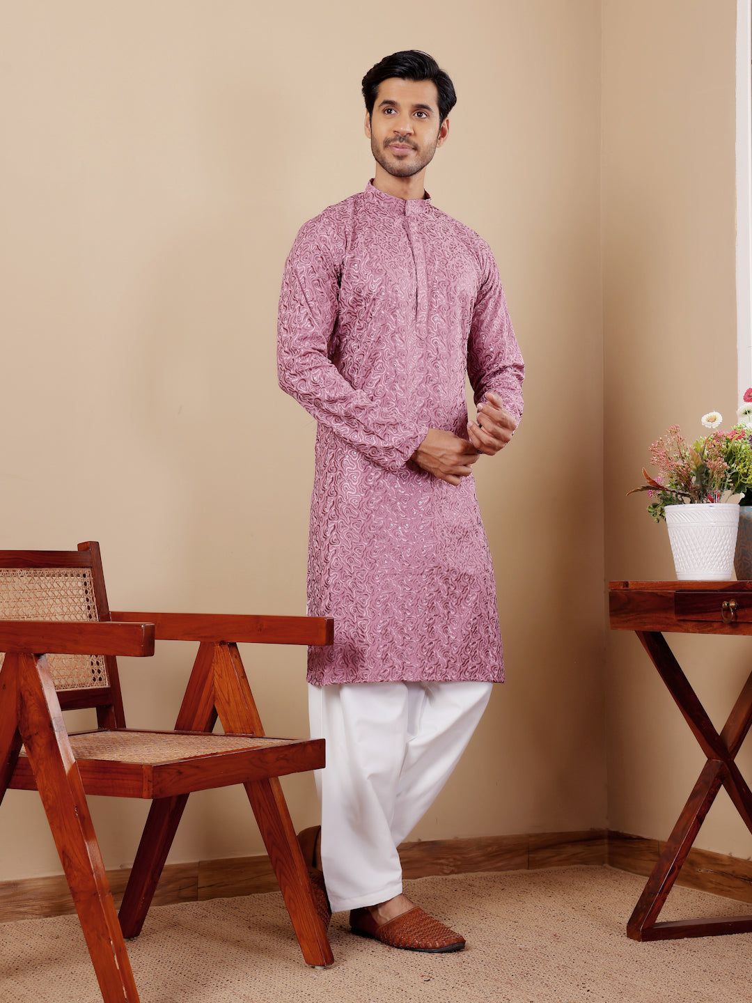 Traditional Kurta Pajama | Viscose and Art Silk with Designer Embroidery