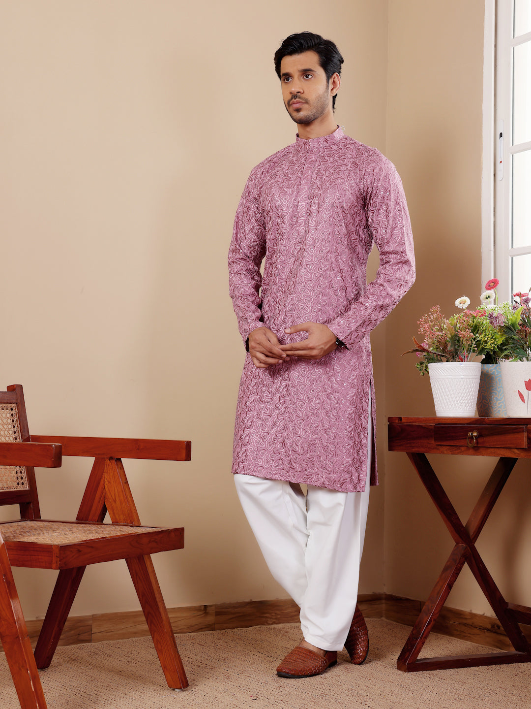 Traditional Kurta Pajama | Viscose and Art Silk with Designer Embroidery