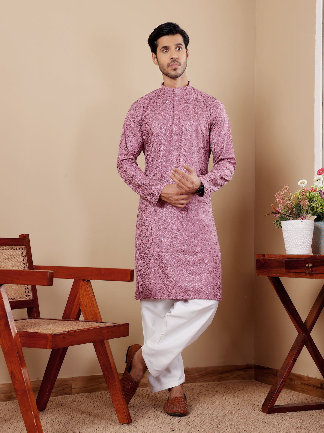 Traditional Kurta Pajama | Viscose and Art Silk with Designer Embroidery