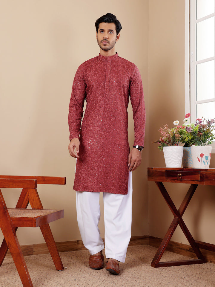 Traditional Kurta Pajama | Viscose and Art Silk with Designer Embroidery