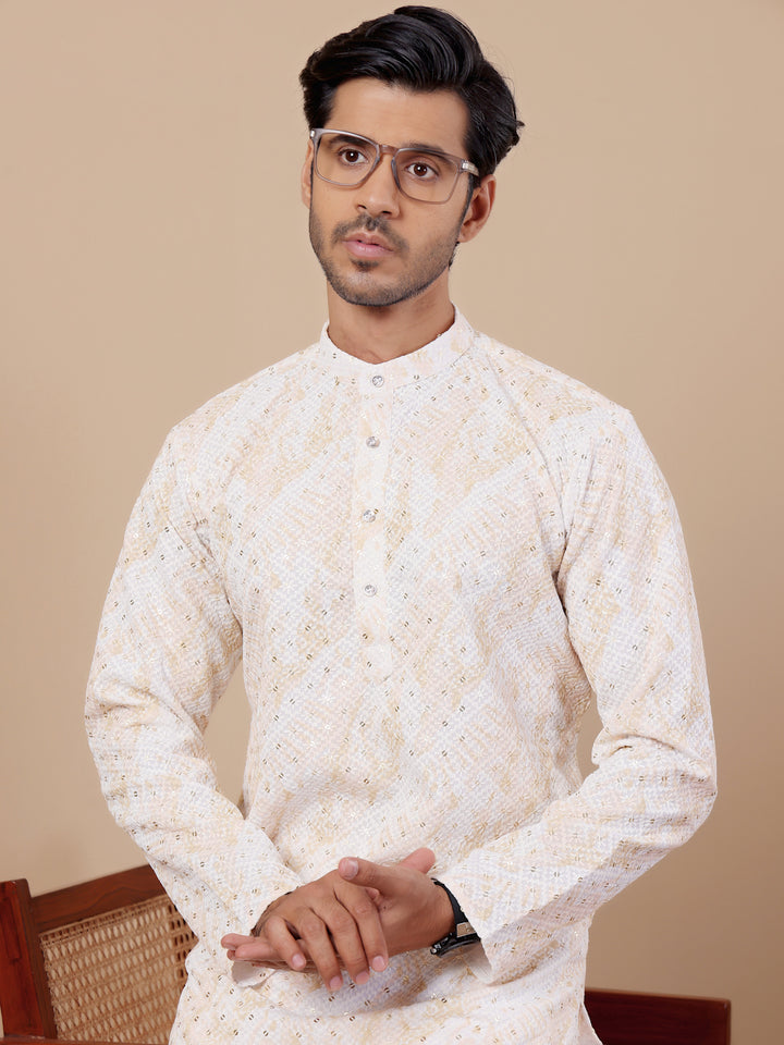 Stylish Festive Kurta Set | Viscose Kurta with Art Silk Bottom for Men