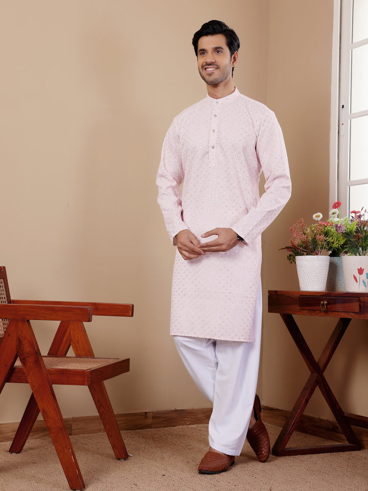 Stylish Festive Kurta Set | Viscose Kurta with Art Silk Bottom for Men