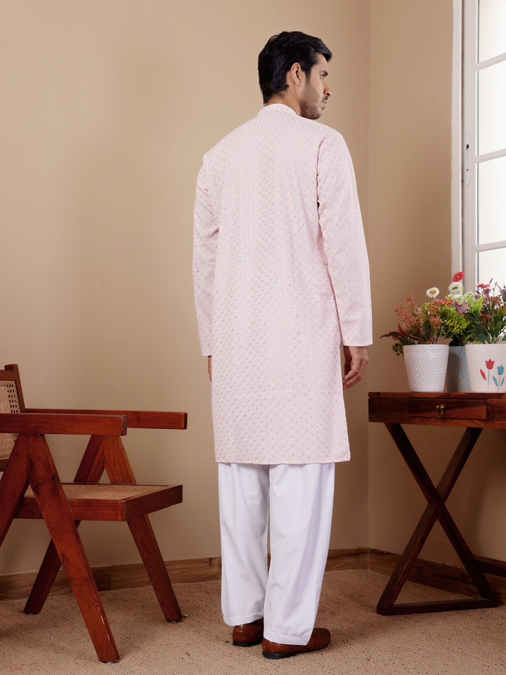 Stylish Festive Kurta Set | Viscose Kurta with Art Silk Bottom for Men