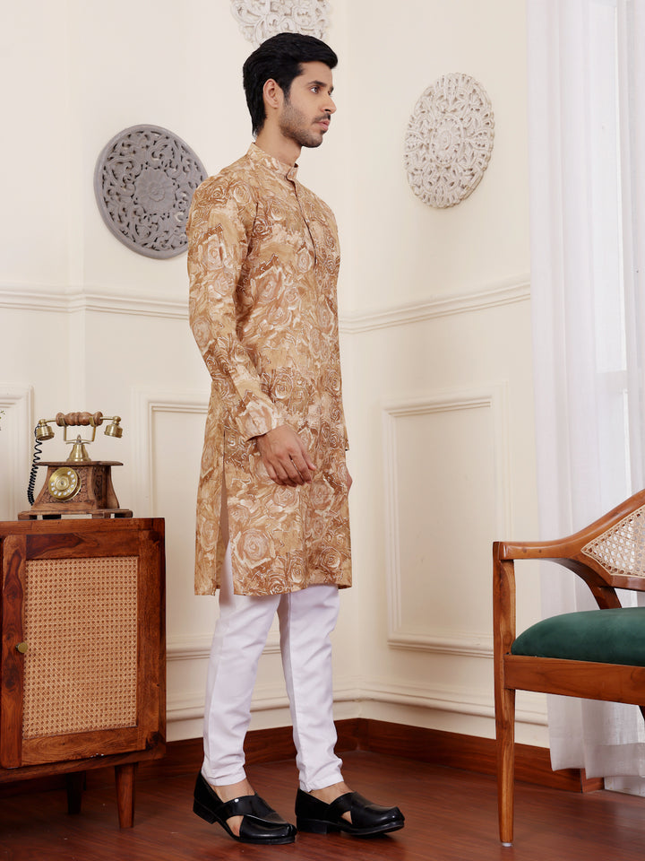 Modal Silk Light Brown Kurta Pajama | Perfect Traditional Wear for Men