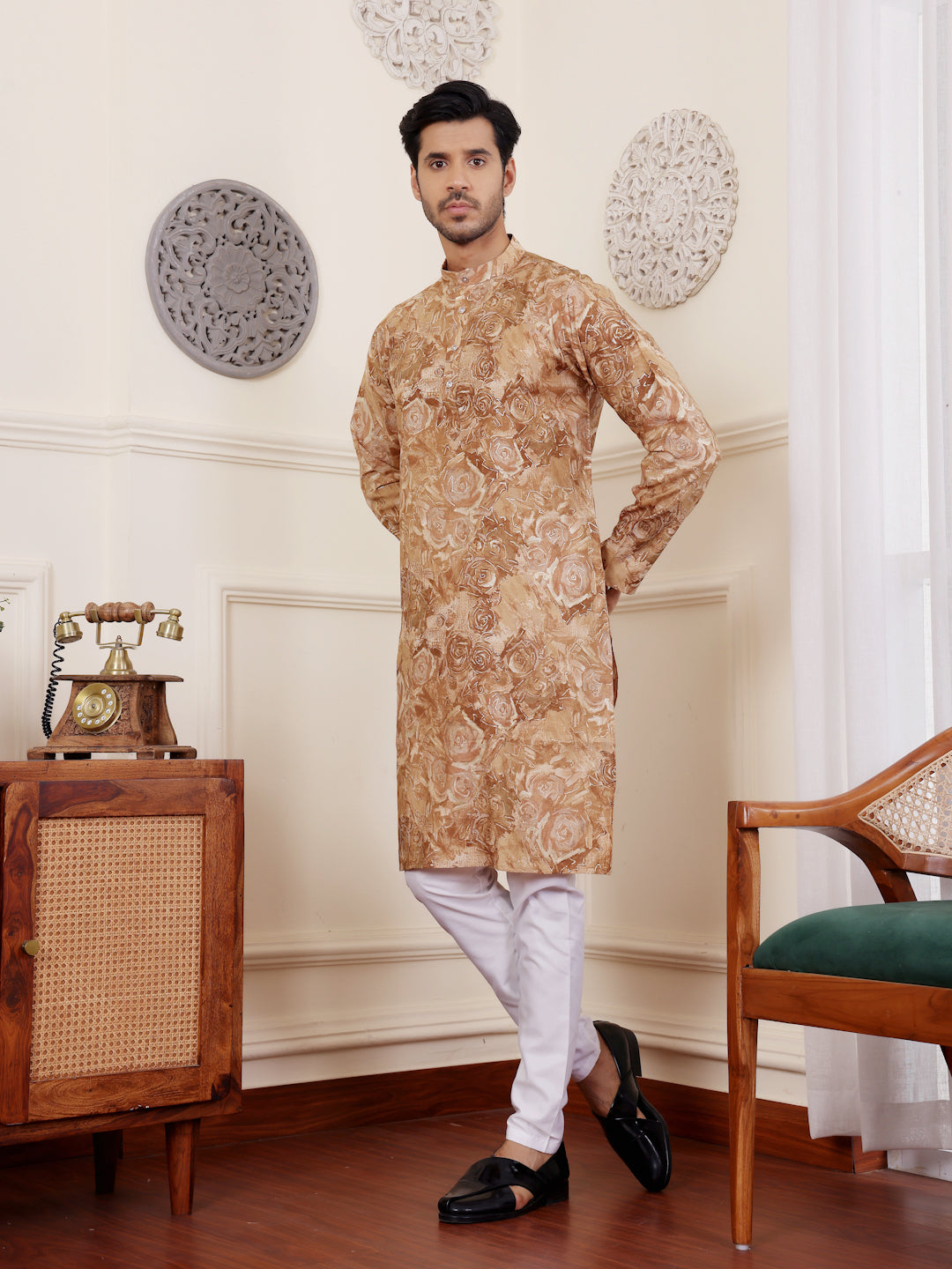 Modal Silk Light Brown Kurta Pajama | Perfect Traditional Wear for Men