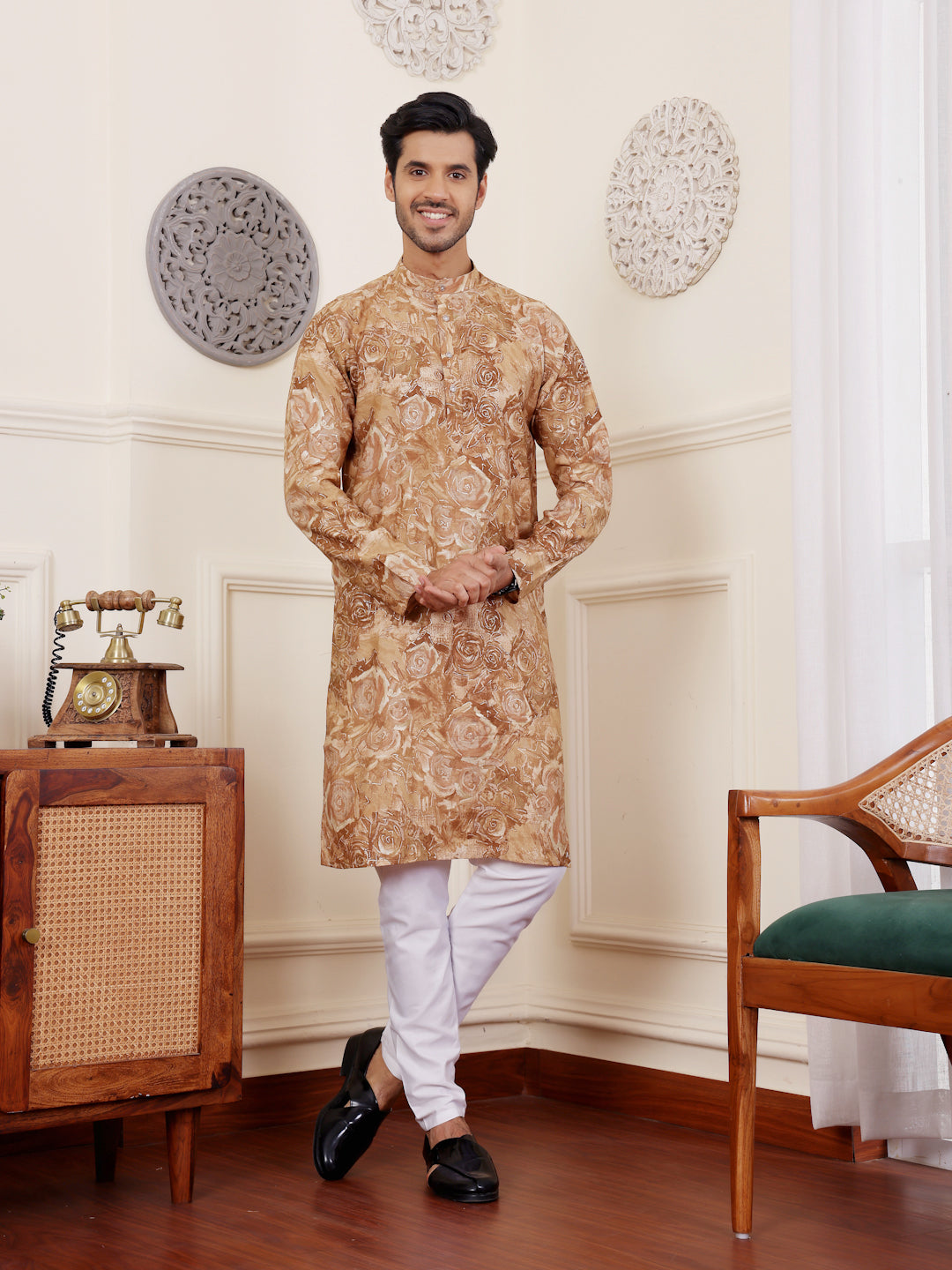 Modal Silk Light Brown Kurta Pajama | Perfect Traditional Wear for Men