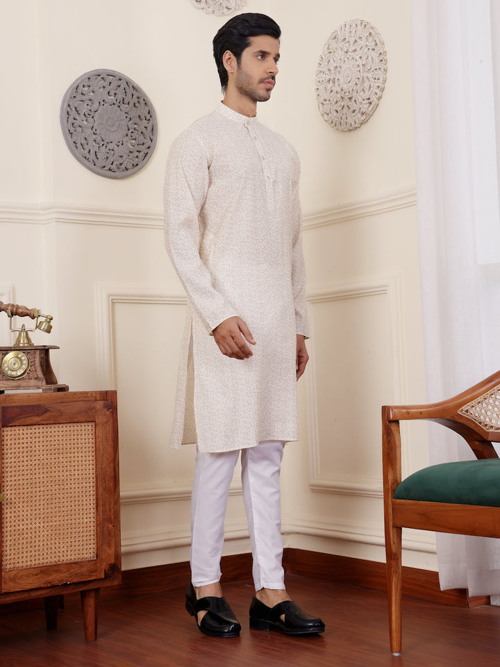 Modal Silk Off White Kurta Pajama | Ideal Outfit for Weddings and Festive Wear