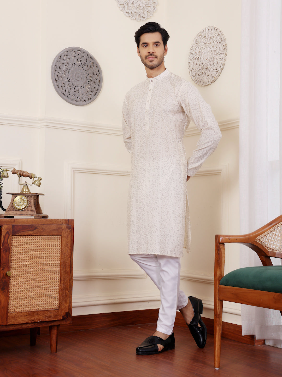 Modal Silk Off White Kurta Pajama | Ideal Outfit for Weddings and Festive Wear