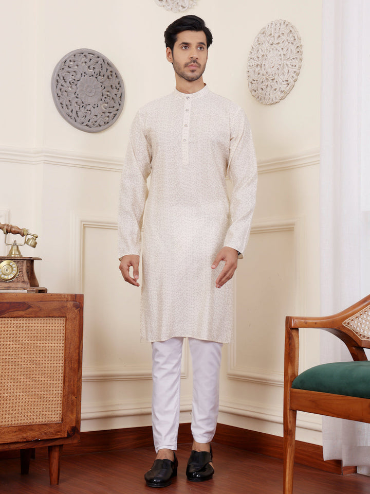 Modal Silk Off White Kurta Pajama | Ideal Outfit for Weddings and Festive Wear