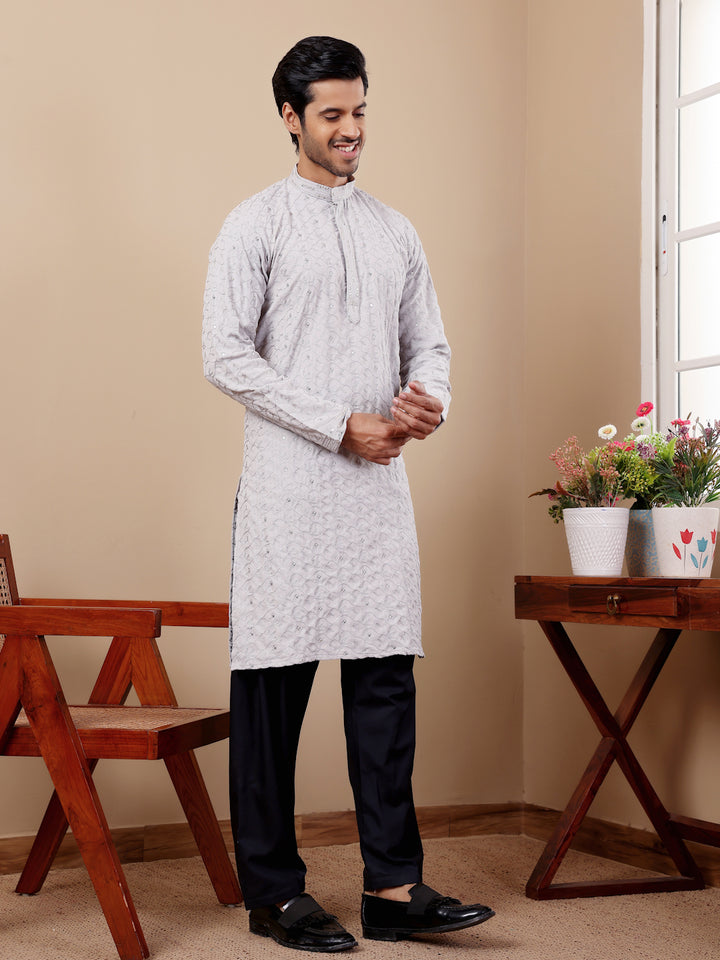 Traditional Men's Linen Kurta | Premium Linen with Designer Embroidery