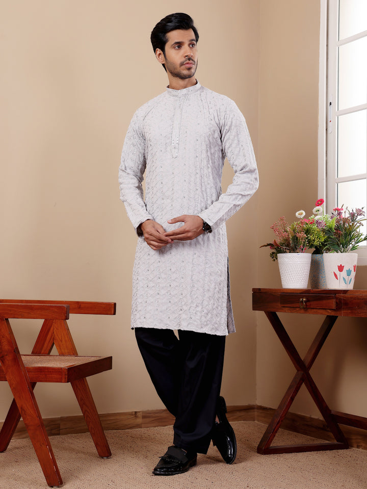 Traditional Men's Linen Kurta | Premium Linen with Designer Embroidery