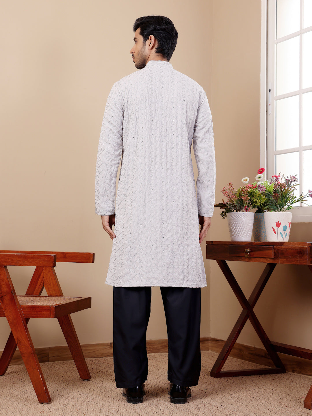 Traditional Men's Linen Kurta | Premium Linen with Designer Embroidery