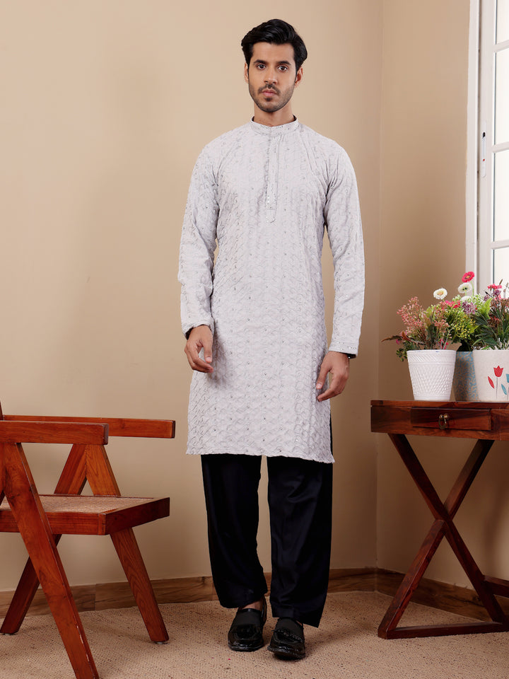 Traditional Men's Linen Kurta | Premium Linen with Designer Embroidery