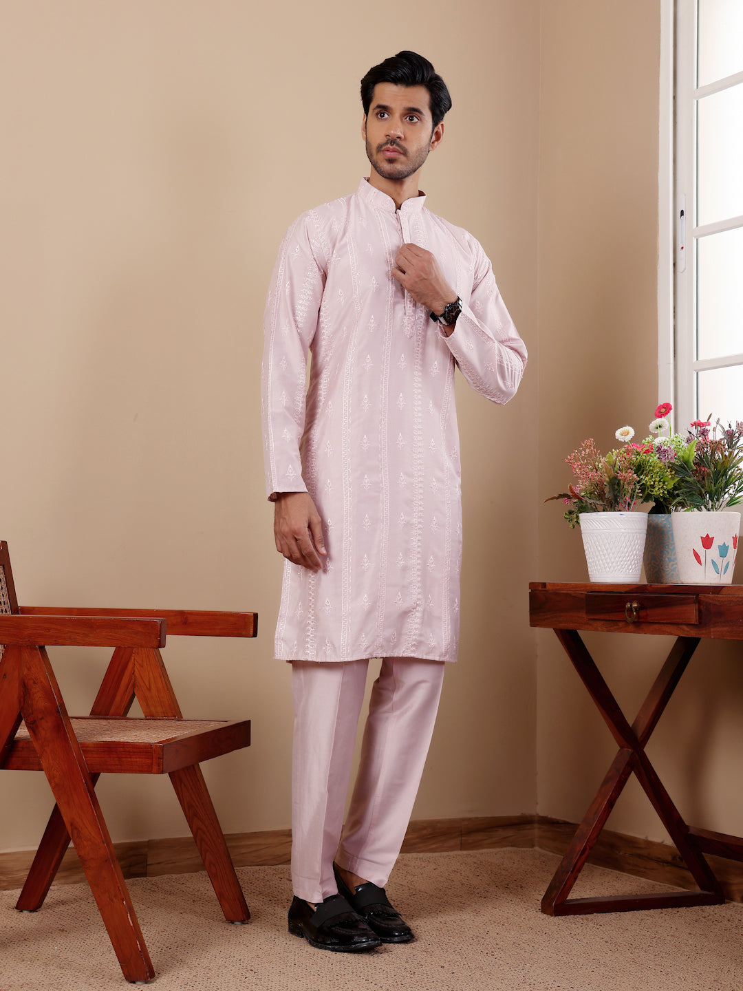 Luxurious Silk Kurta | Art Silk Pajama with Designer Embroidery Work