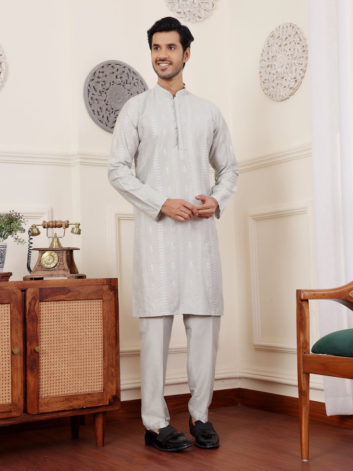 Luxurious Silk Kurta | Art Silk Pajama with Designer Embroidery Work