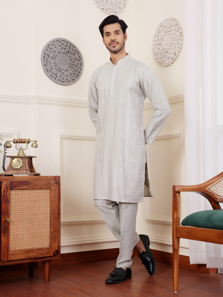 Luxurious Silk Kurta | Art Silk Pajama with Designer Embroidery Work