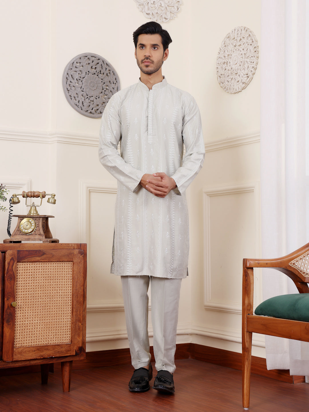 Luxurious Silk Kurta | Art Silk Pajama with Designer Embroidery Work