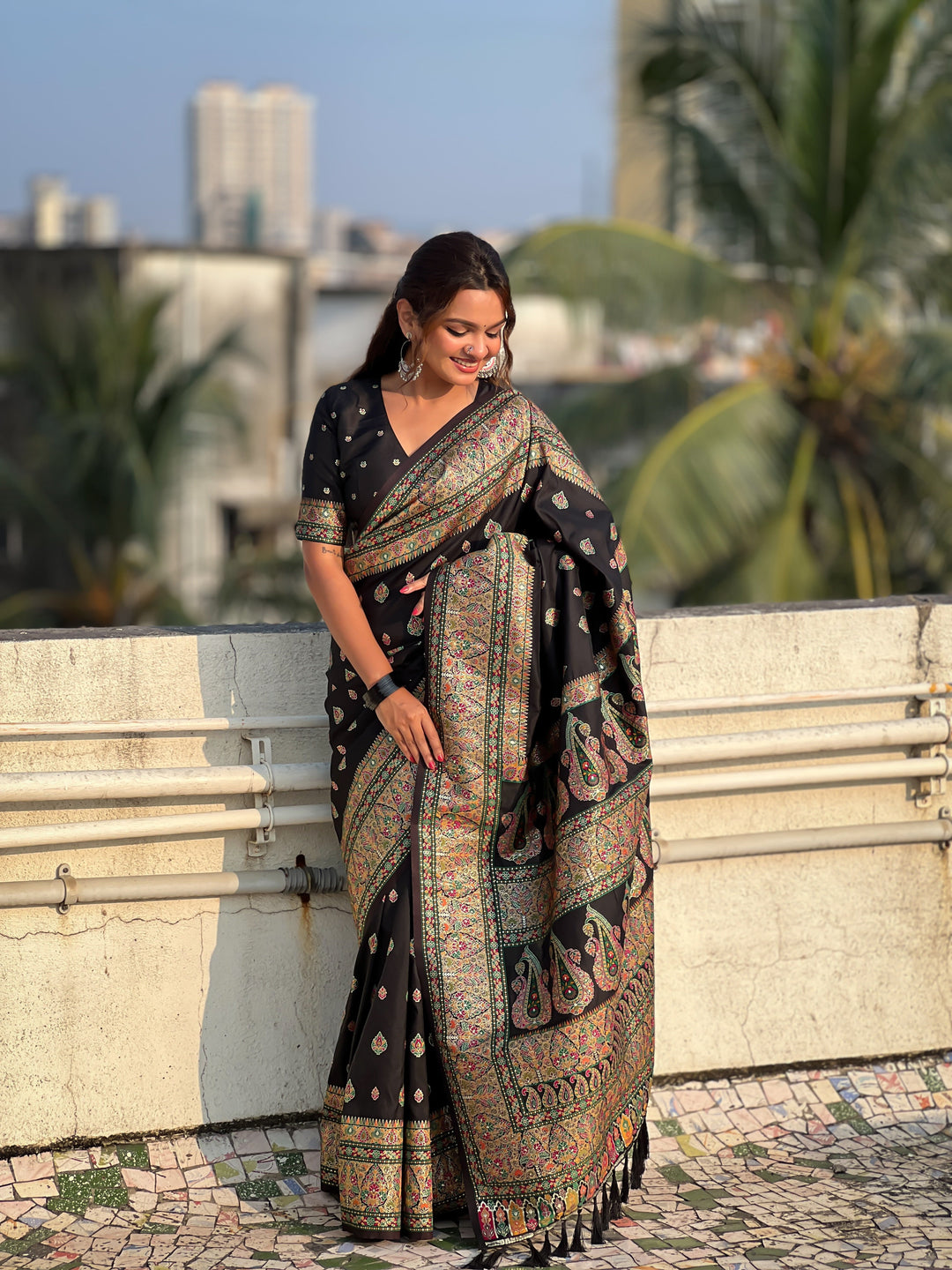 Pashmina-Silk Saree | Wevon Kashmiri Meenakari Designer for Special Events