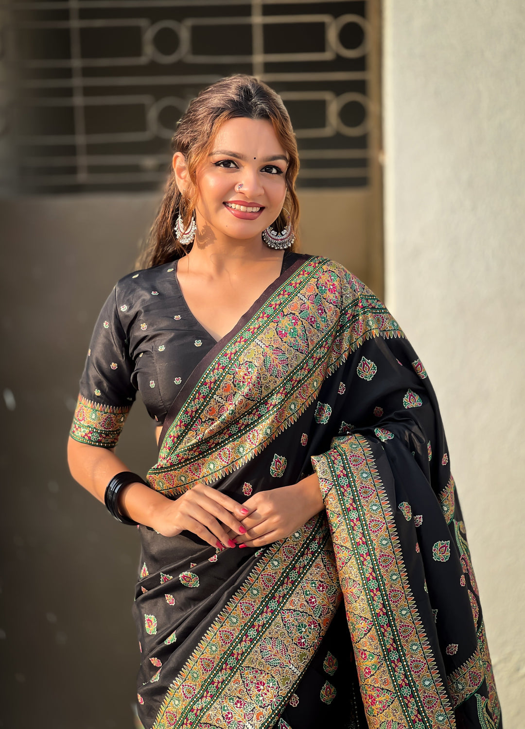 Pashmina-Silk Saree | Wevon Kashmiri Meenakari Designer for Special Events