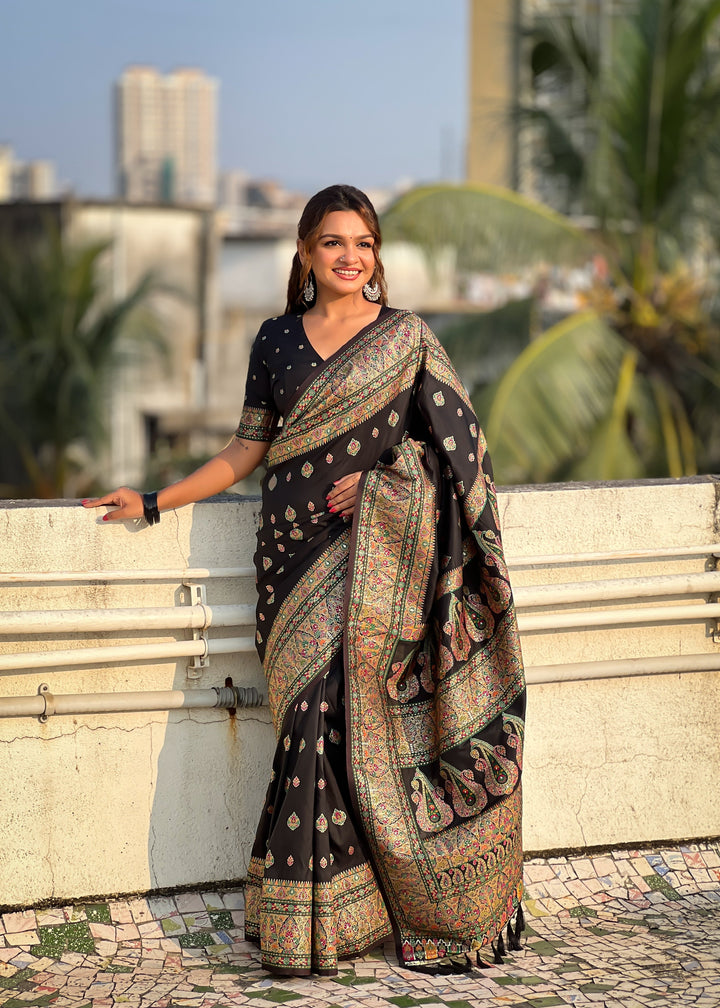 Pashmina-Silk Saree | Wevon Kashmiri Meenakari Designer for Special Events