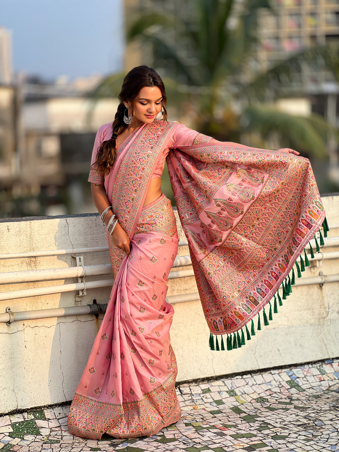 Pashmina-Silk Saree | Wevon Kashmiri Meenakari Designer for Special Events