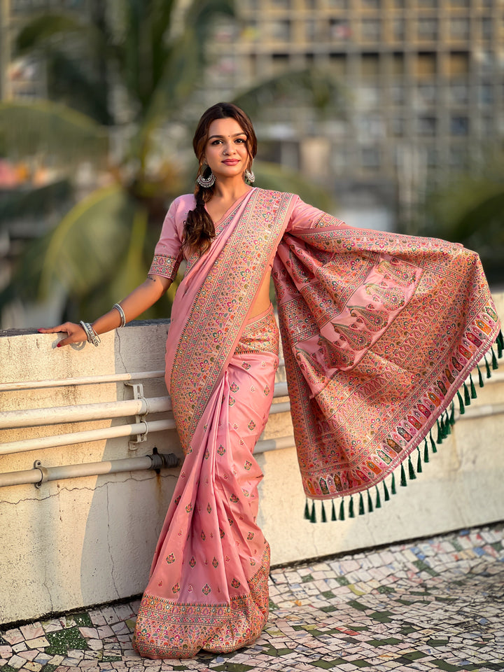 Pashmina-Silk Saree | Wevon Kashmiri Meenakari Designer for Special Events