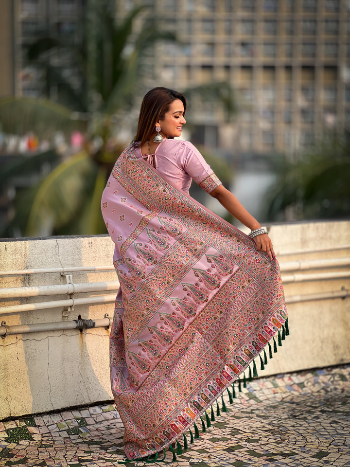 Pashmina-Silk Saree | Wevon Kashmiri Meenakari Designer for Special Events