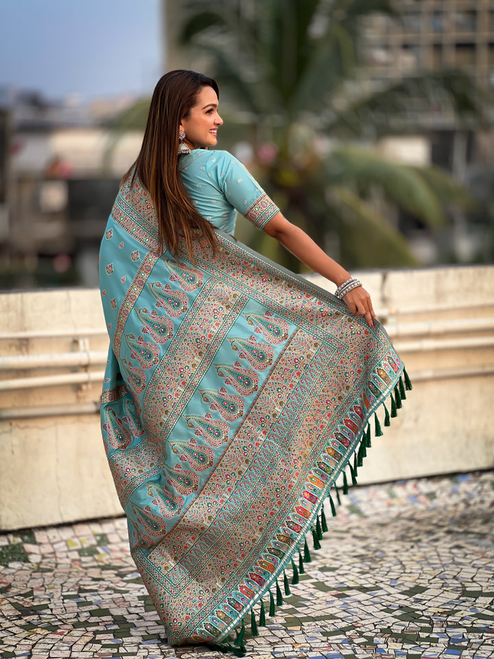 Pashmina-Silk Saree | Wevon Kashmiri Meenakari Designer for Special Events