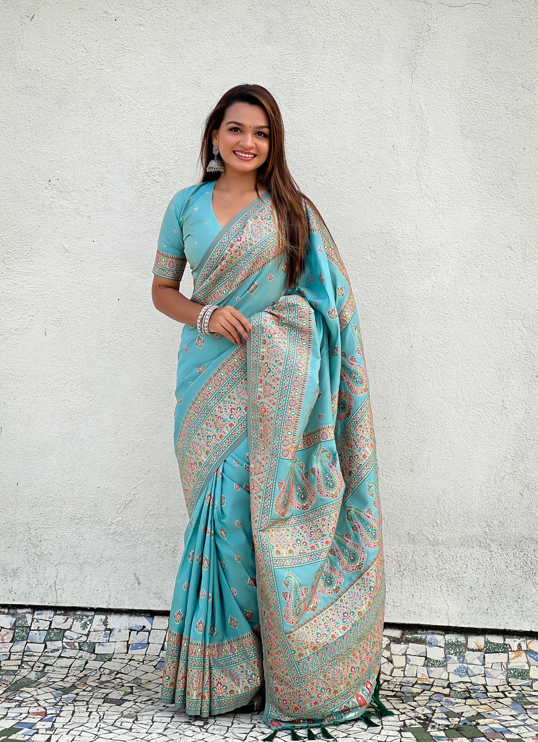 Pashmina-Silk Saree | Wevon Kashmiri Meenakari Designer for Special Events