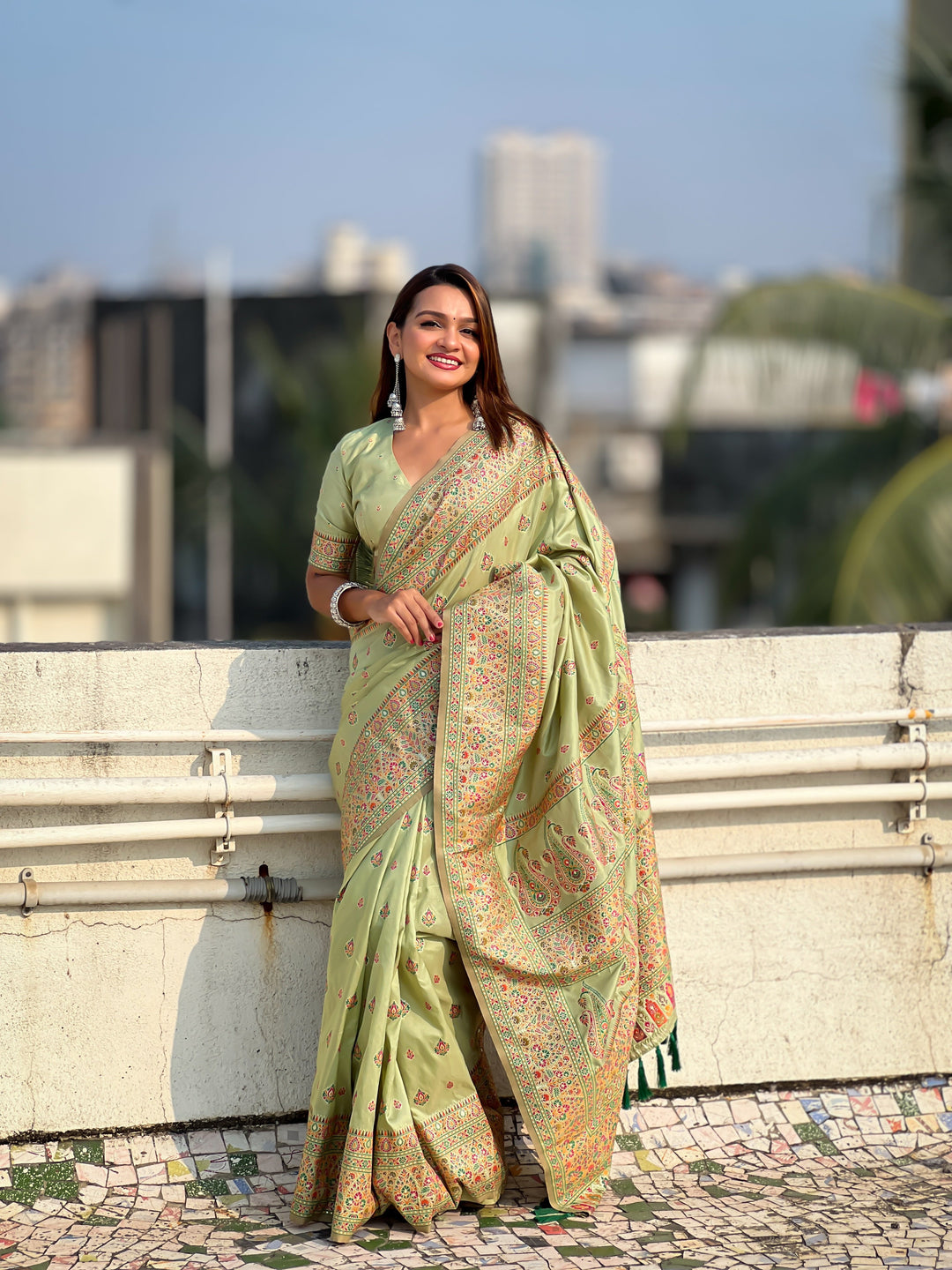 Pashmina-Silk Saree | Wevon Kashmiri Meenakari Designer for Special Events