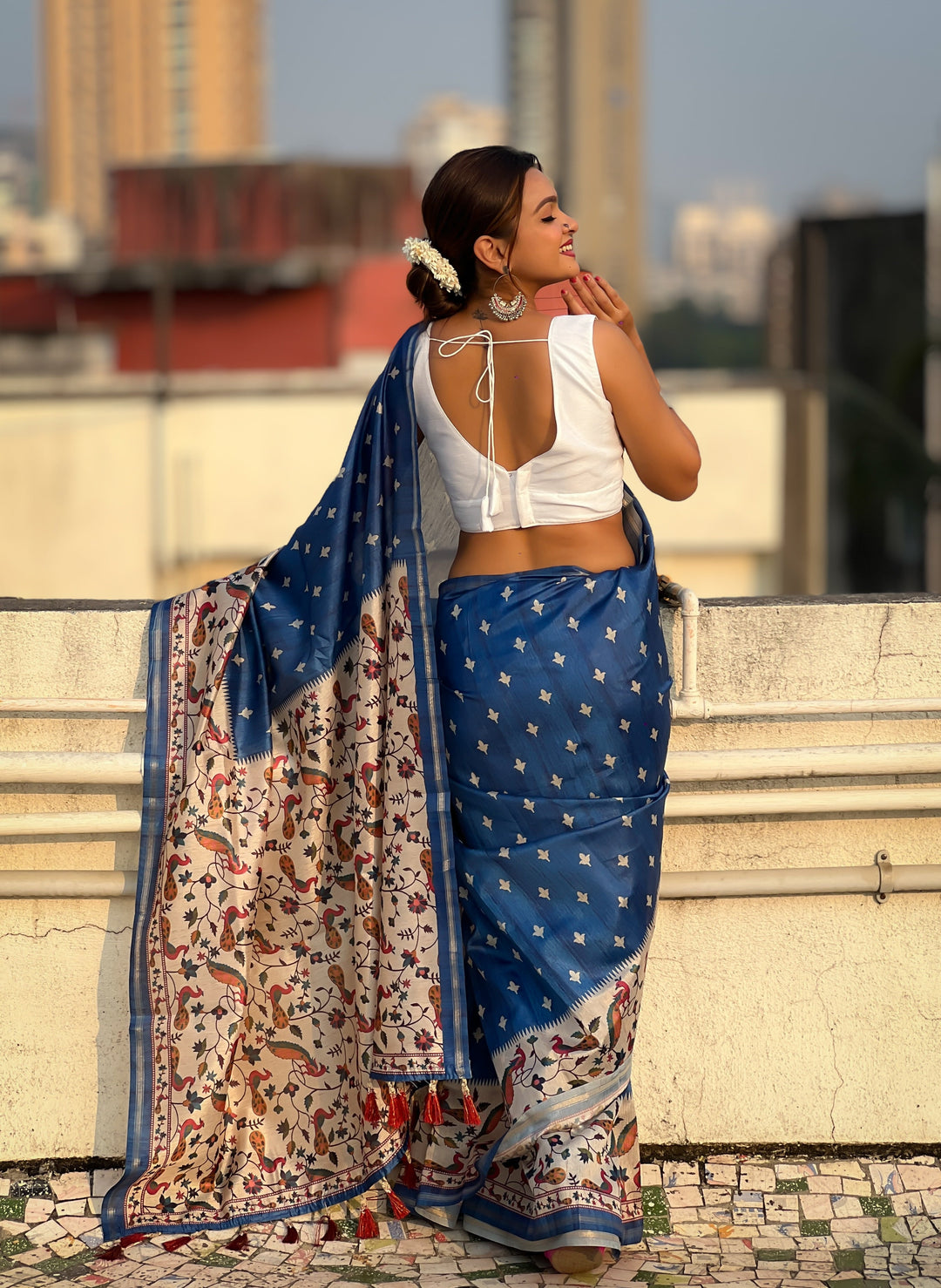 Designer Kalankari Floral Printed Katki Silk Saree | Special Event Elegance