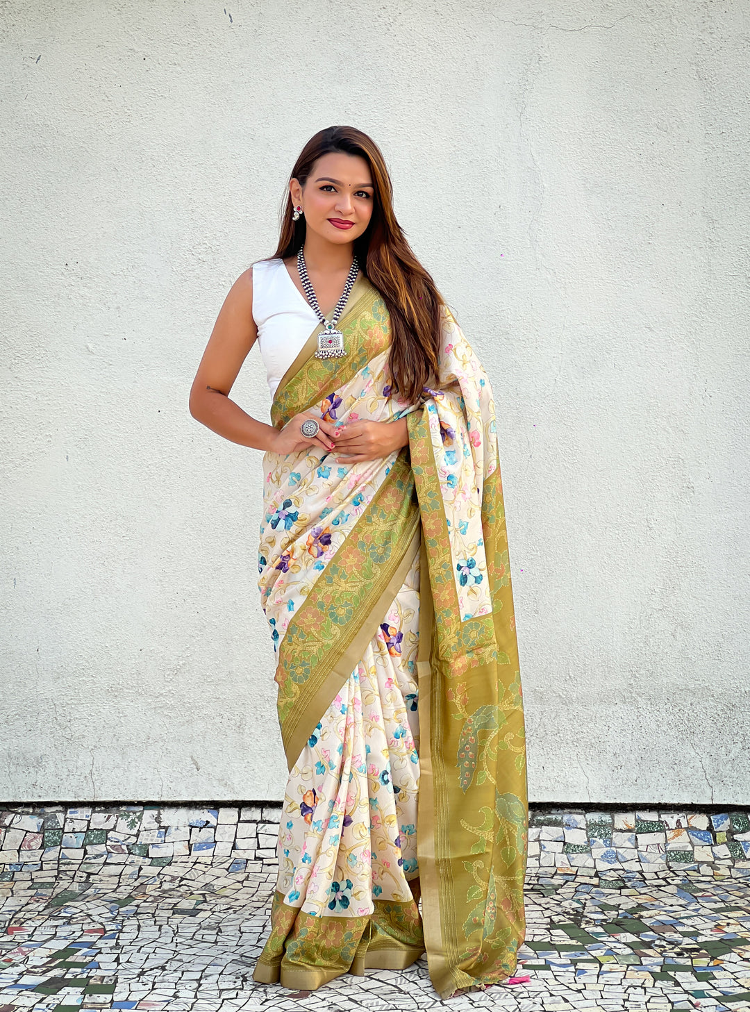 Designer Tussar Silk Saree | Jari & Kalamkari Work for Special Events