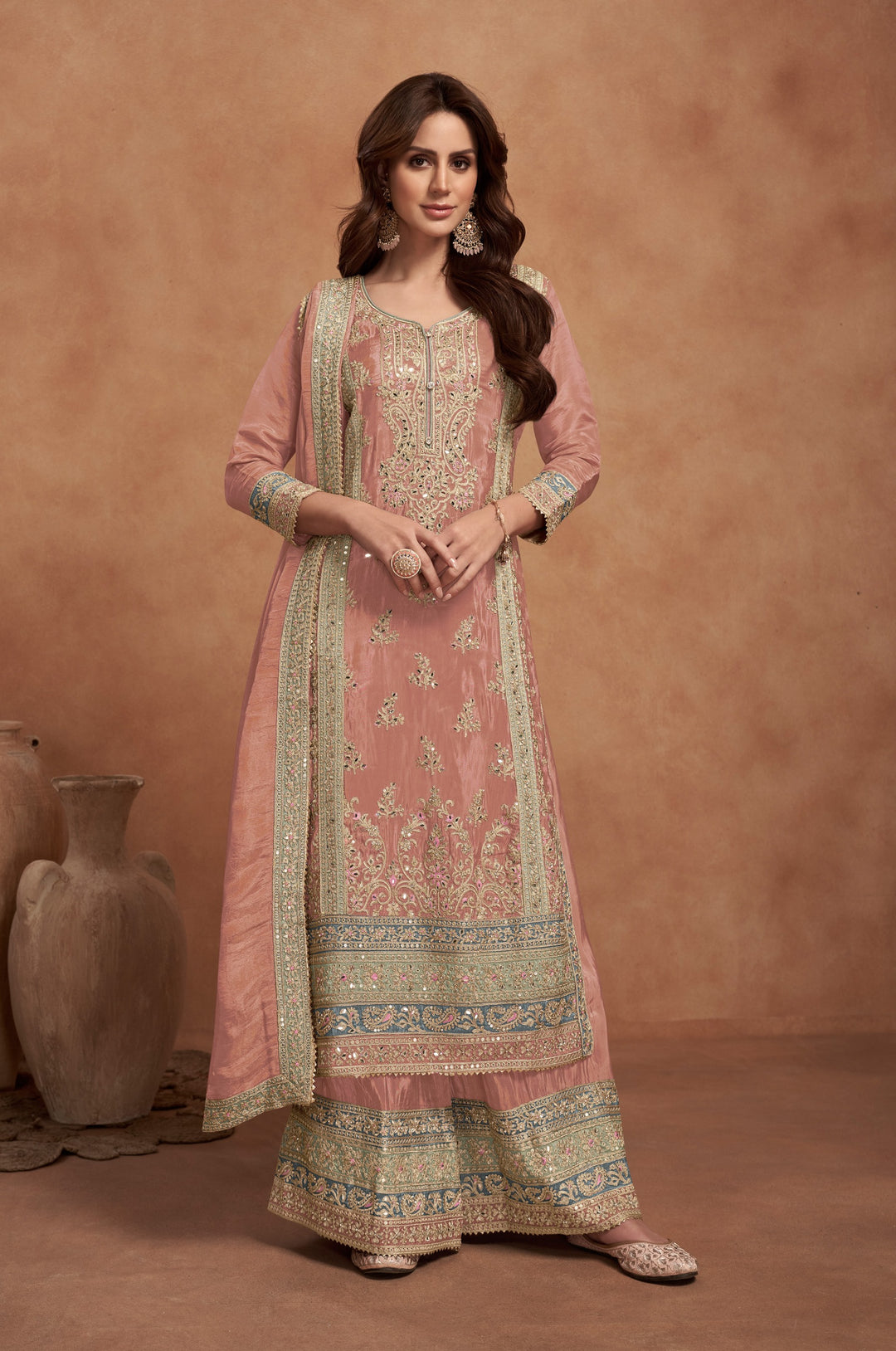 Graceful Vichitra Silk Salwar Kameez with Intricate Embroidery | Festive & Party Wear Outfit for Women