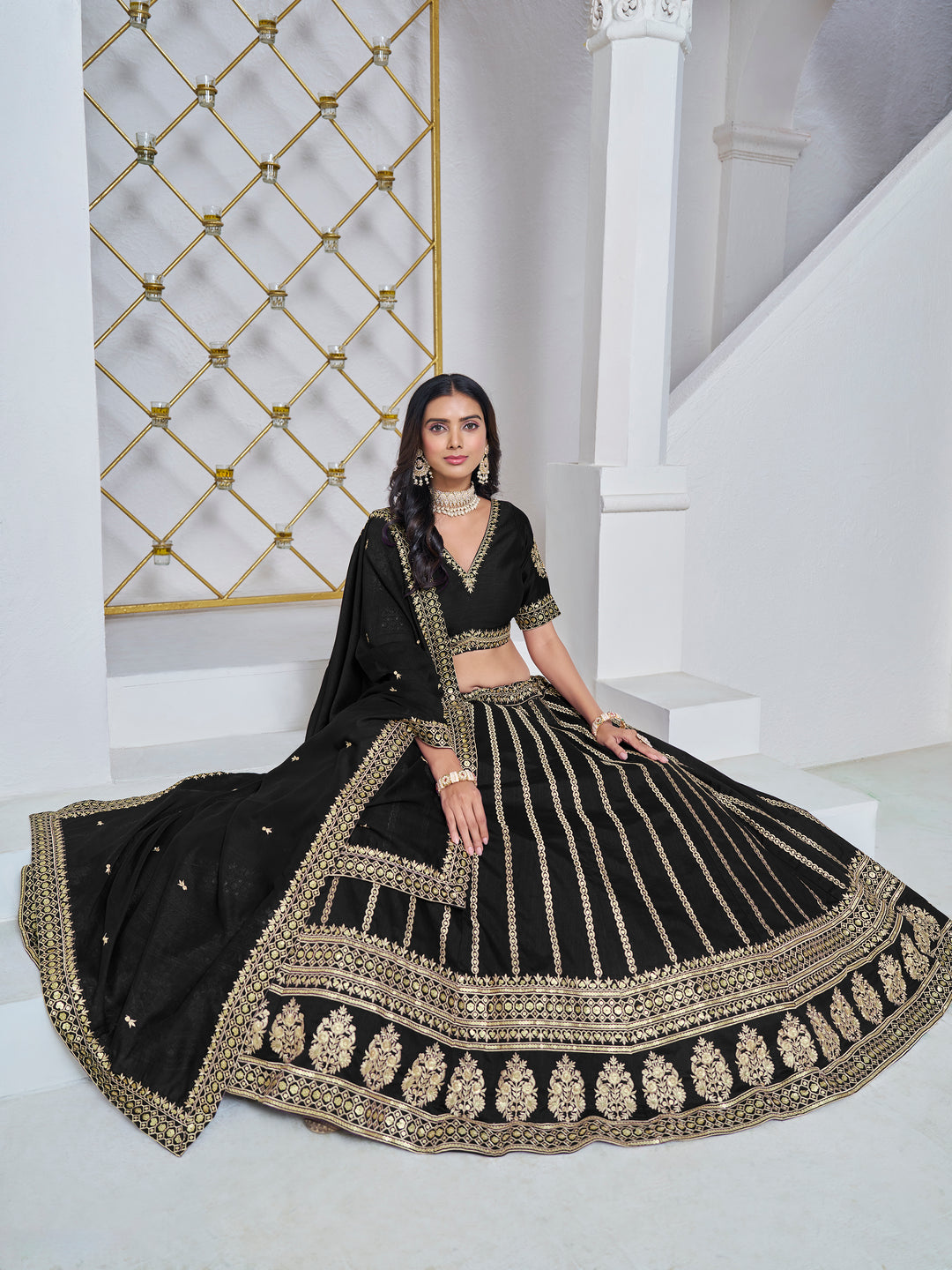 Designer Art Silk Lehenga Choli | Traditional Wedding Wear with Embroidery