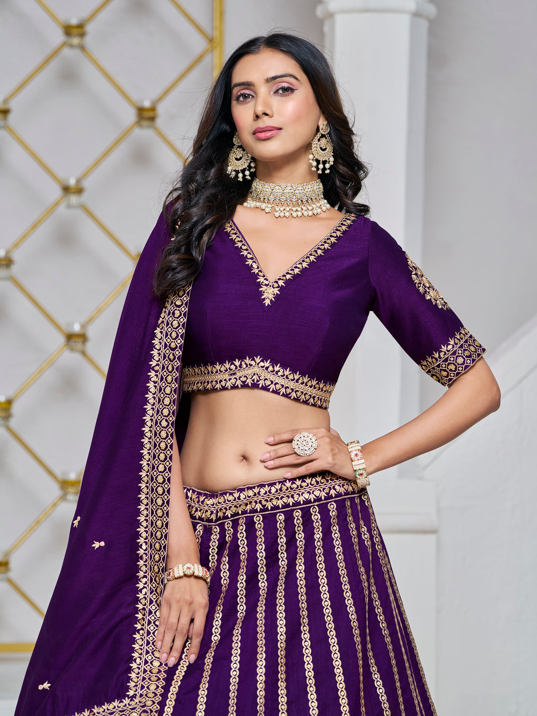 Designer Art Silk Lehenga Choli | Traditional Wedding Wear with Embroidery