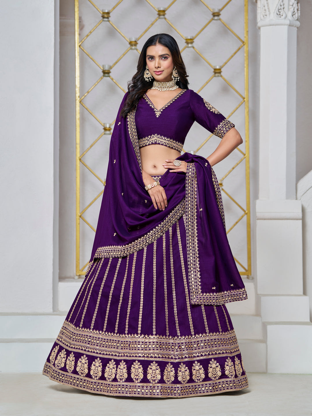 Designer Art Silk Lehenga Choli | Traditional Wedding Wear with Embroidery