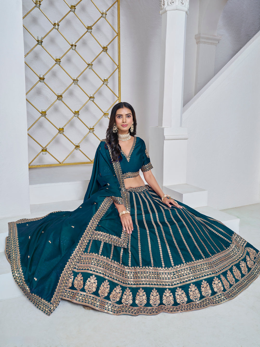 Designer Art Silk Lehenga Choli | Traditional Wedding Wear with Embroidery