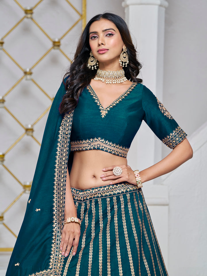 Designer Art Silk Lehenga Choli | Traditional Wedding Wear with Embroidery