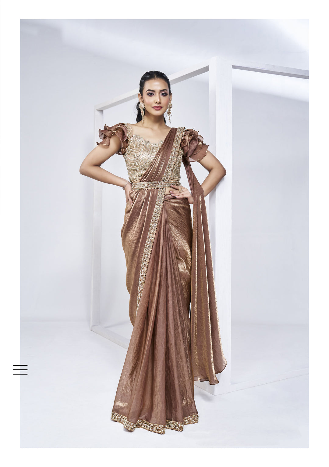 Elegant Two-Tone Satin Silk Saree with Khatli Handwork | Festive & Wedding Ready